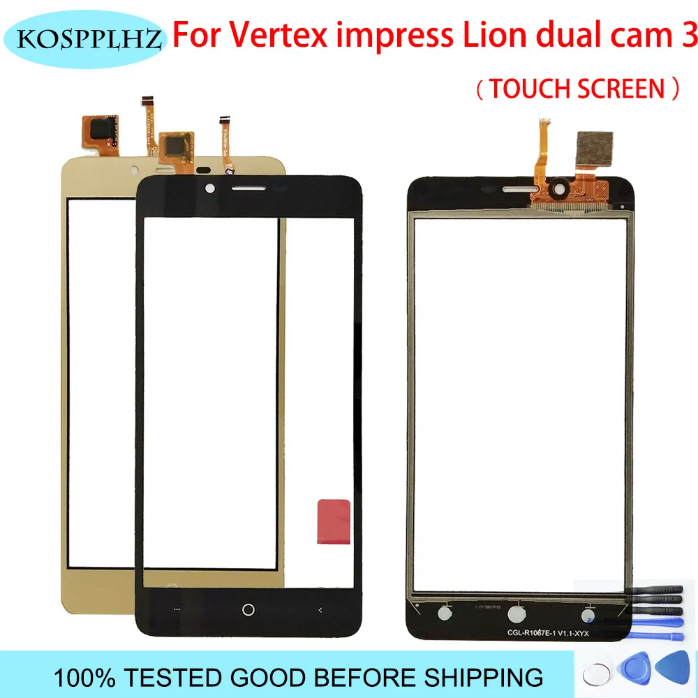 Prezzo Oro nero 5 pollice frontale in vetro esterno Per Vertex impress Leone dual cam 3g Touch Screen Touch Panel Lens Replacement + Strumenti