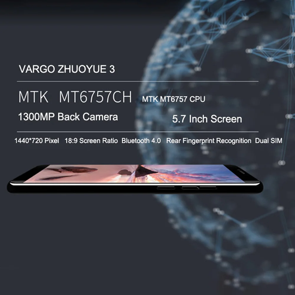 VARGO ZHUOYUE 3 VX3 MTK6757 Octa core Android 7.0 Smartphone 6GB RAM 128GB ROM 5.7inch 3500mAh NFC Fingerprint Unlock Smartphone