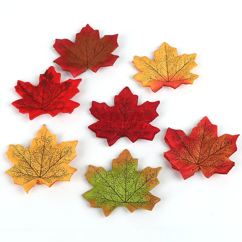 

100Pcs Multicolor Artificial Silk Maple Leaves For Home Wedding Party Decoration Scrapbooking Craft Fall Vivid Fake Flower Leaf