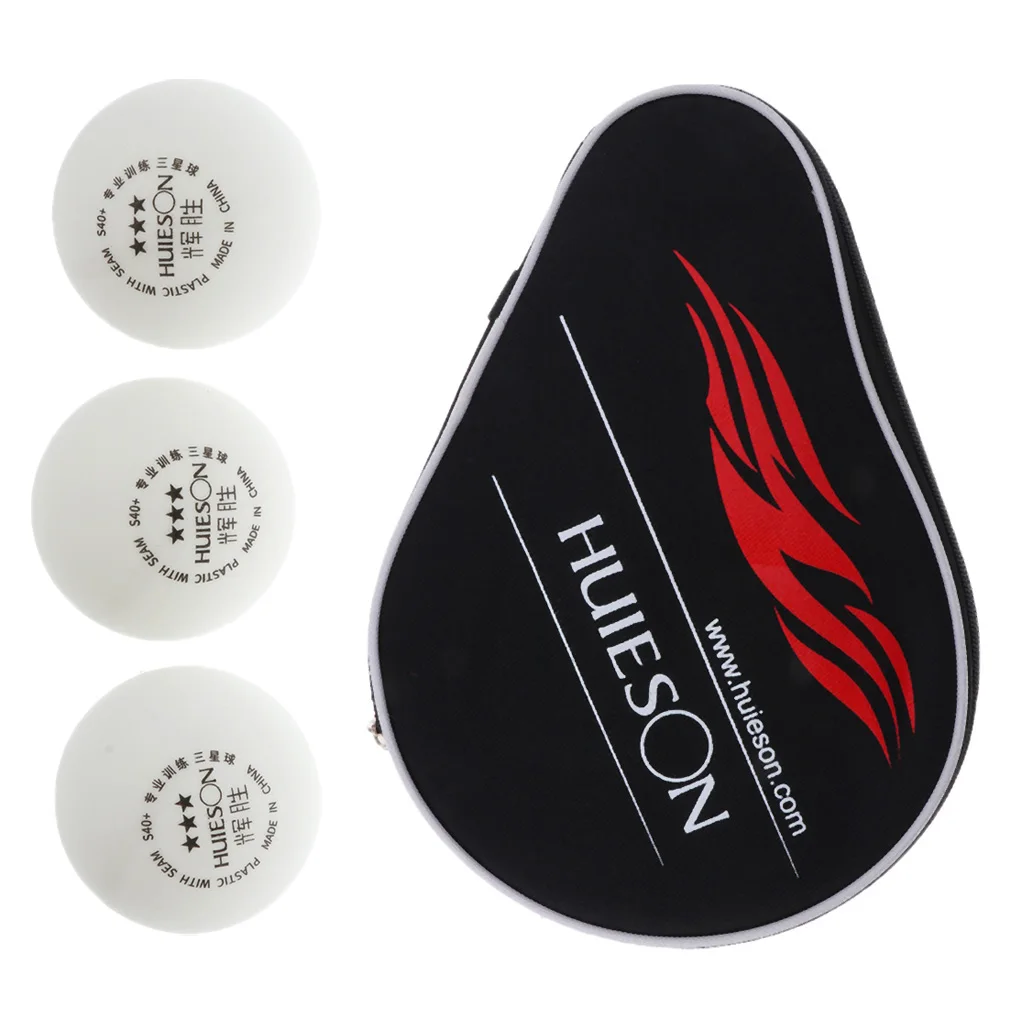 New Table Tennis Racket Case Ping Pong Paddle Cover With Ball Pouch+3 Pcs Balls Table Tennis Racket Case 