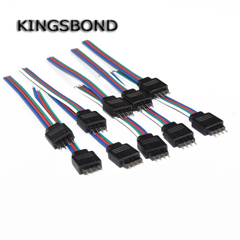 

10pcs 4 pins 10cm length 4pin RGB male flat cable with black shell for SMD5050 rgb led strip lighting