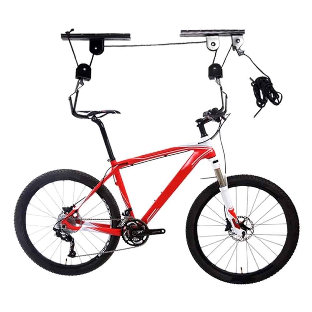 

Strong Bike Cycling Lift Ceiling Mounted Hoist Storage Garage Hanger Pulley Rack Metal Bike Lift Assemblies Bicycle Accessories