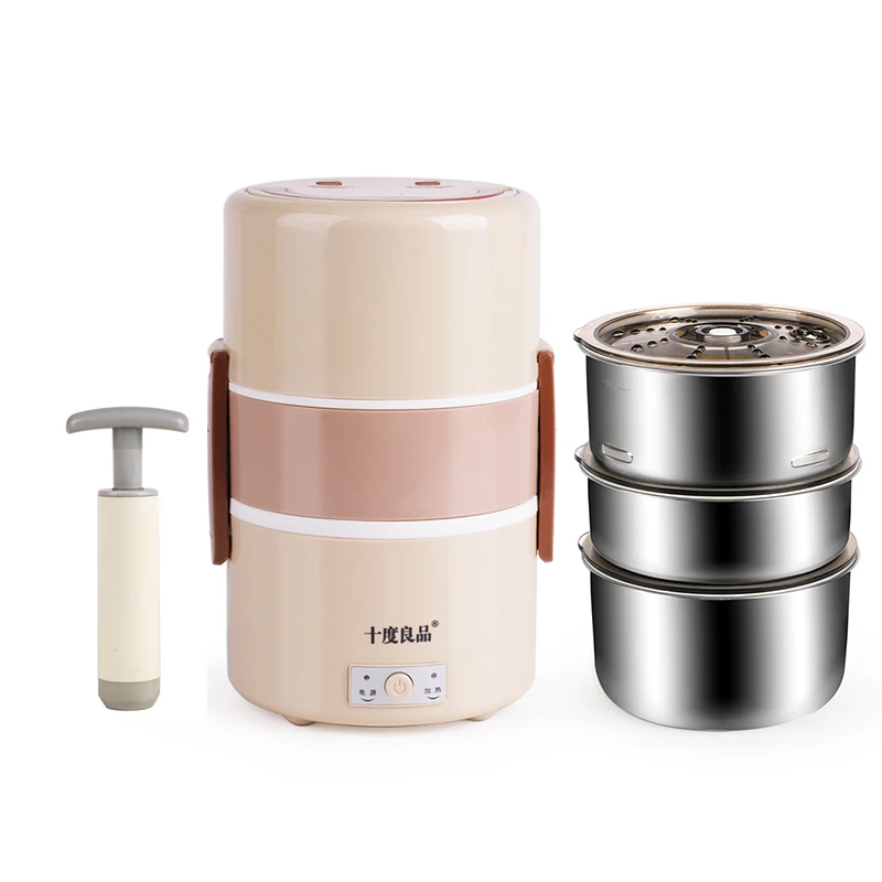 Electric Lunchbox Three Layers Vacuum Cooking Plug In Insulation Heating Steamed Rice Independent Liner Fresh 1.8L 250W Electric Lunchbox Three Layers Vacuum Cooking Plug In Insulation Heating Steamed Rice Independent Liner Fresh 1.8L 250W