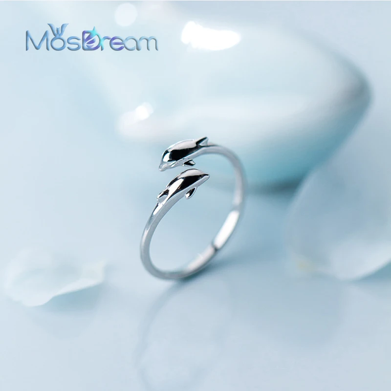 MosDream 3D свежее кольцо-Дельфин s925 Стерлинговое Серебро милые кольца с животными для женщин Элегантный романтический подарок