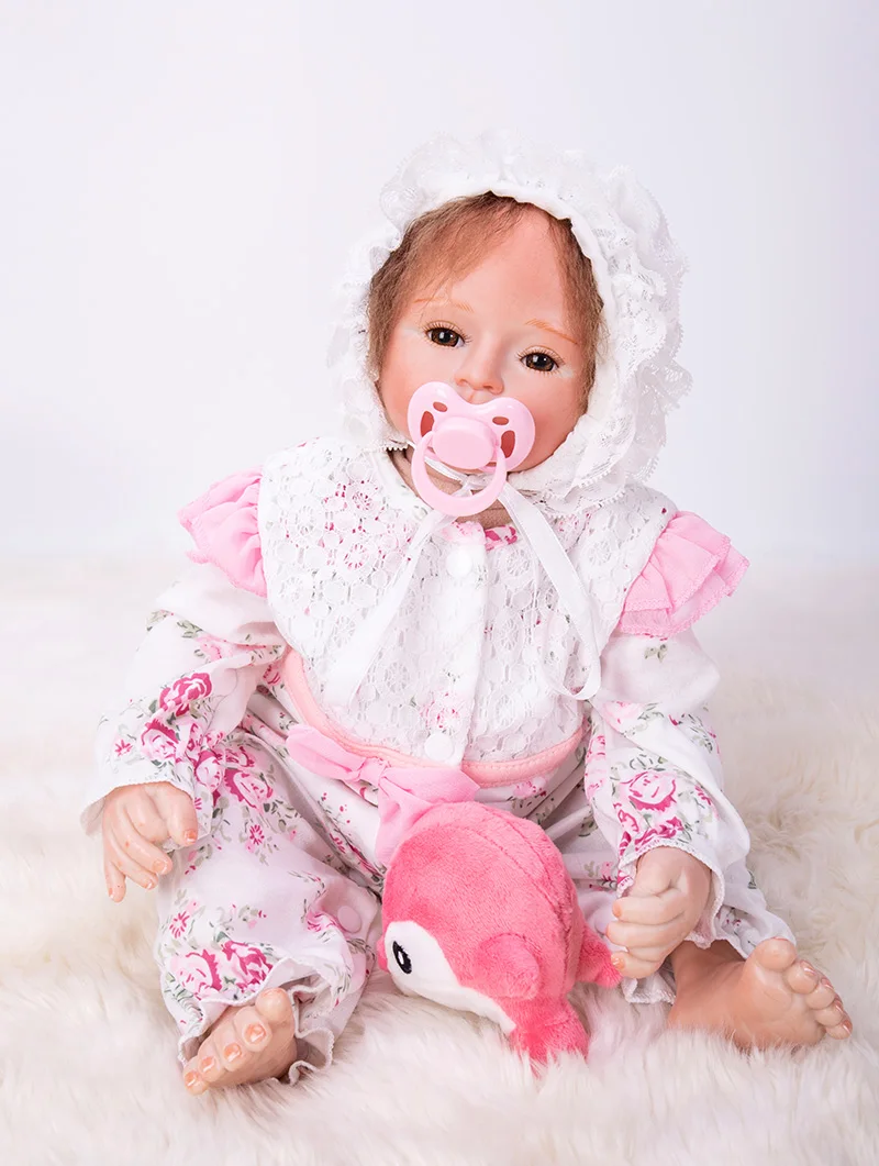 

46cm reborn Silicone vinyl babies dolls pink clothes newborn lifelike NPKCOLLECTION girl bonecas brinquedos kids birthday gifts