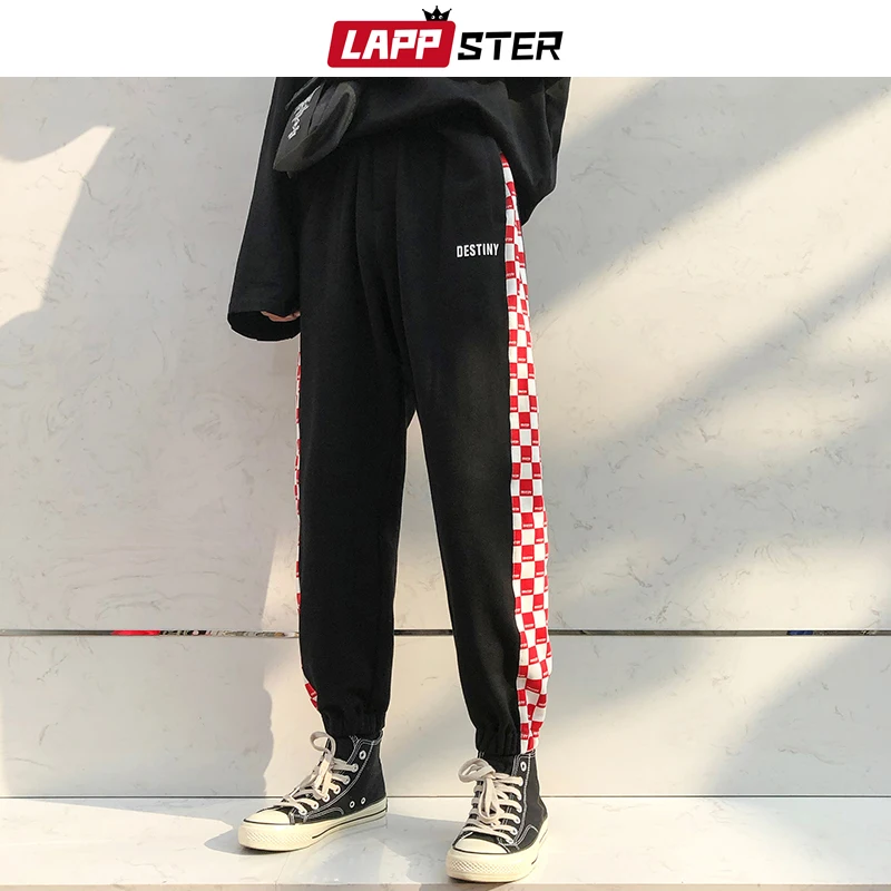 LAPPSTER мужские клетчатые уличные штаны для бега Винтажные шахматные Лоскутные Спортивные штаны в стиле хип-хоп корейские брюки осенние штаны