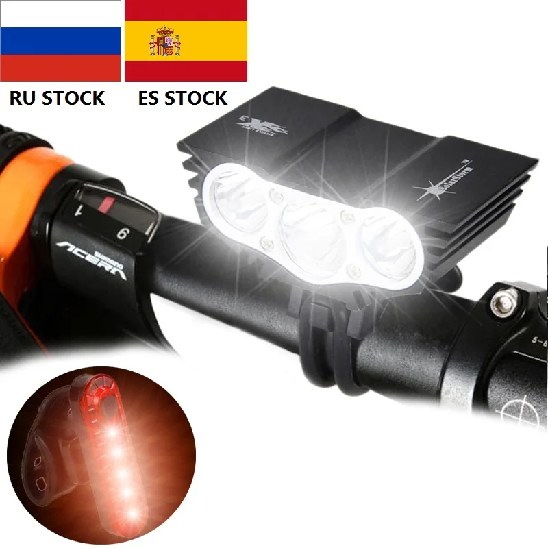 

1500 Lm 3 T6 LED lamp beads Head MTB Front Bicycle Light Bike light Headlamp with Battery Package+Rear light+Charger