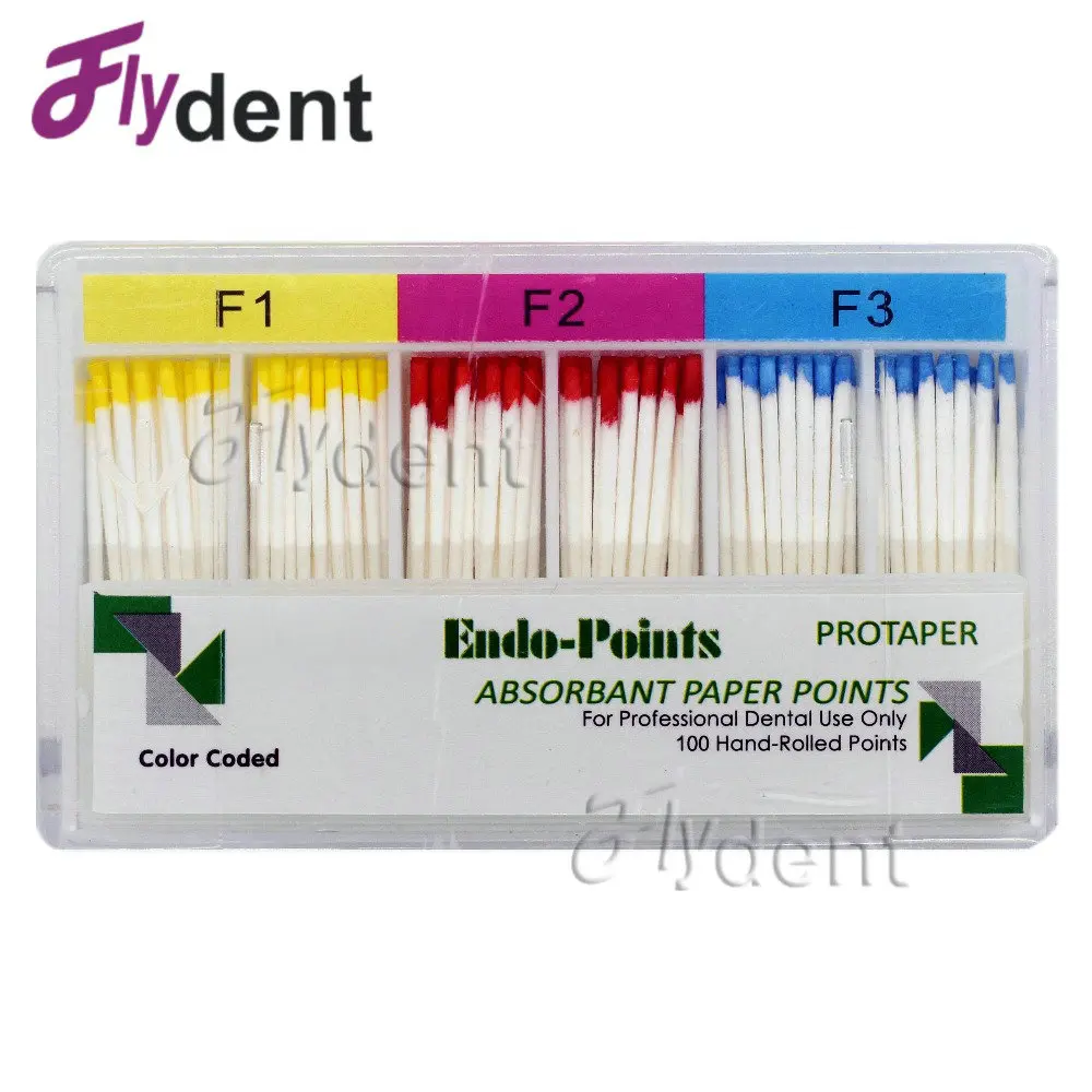 Стоматологические абсорбирующие бумажные точки F1F2F3 для ПроТейпер стоматологические материалы корень отмена эндодонтия абсорбция Чистый хлопок волокно