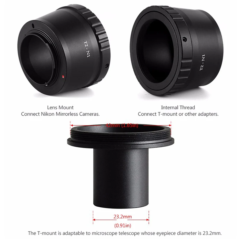 Новое t-кольцо для Nikon T2-N1 адаптер зеркальной камеры+ 0,91 дюйма 23,2 мм адаптер микроскопа