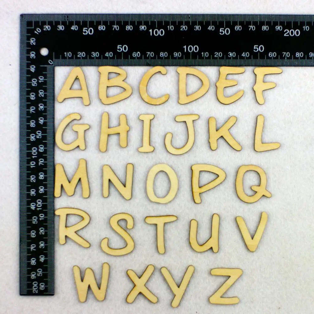 English Wood Letters A-Z for DIY Crafts and Party Decoration (52 Pieces)