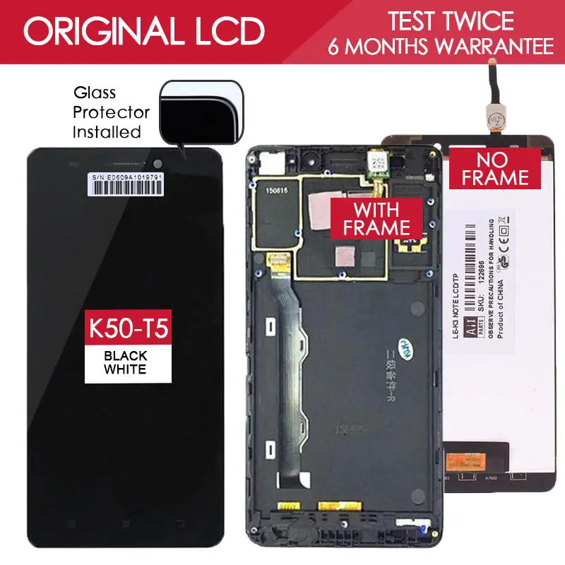 100 Tested Original TFT IPS 1920x1080 Display For LENOVO K3 Note K50 T5 LCD Touch Screen