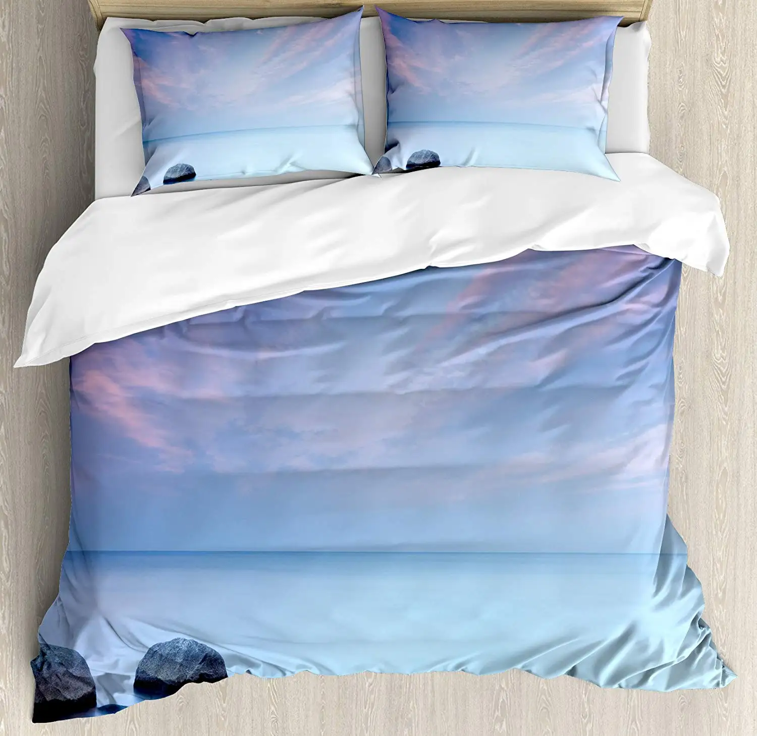 Seaside Decor Duvet Cover Set Baltic Sea Coast Autumn Sunset