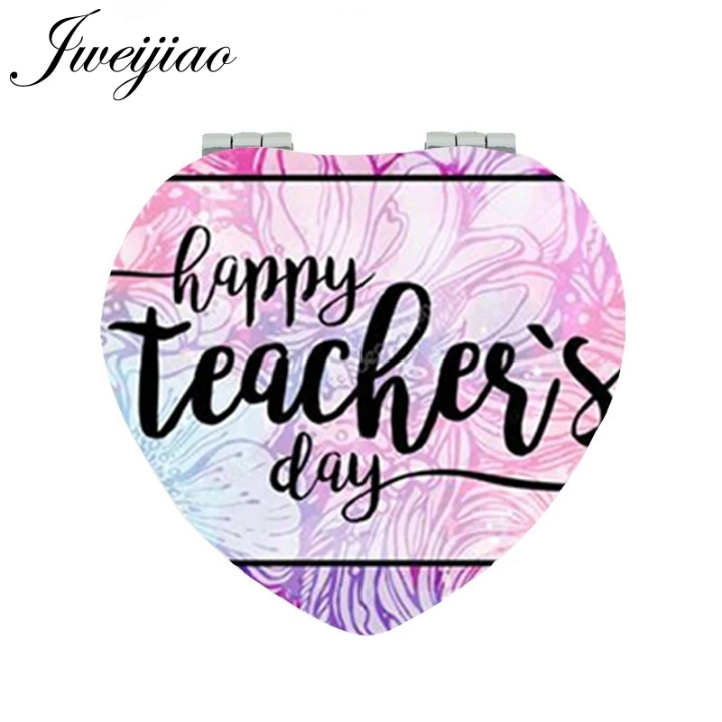 

JWEIJIAO teachers are our future photo Printing Portable mirror leather pocket mirror Heart make up mirror FQ475