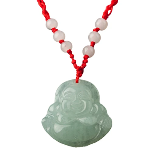 

SAF-Red String Green Faux Jade Buddha Pendant Jewelry Necklace