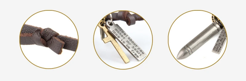 NIUYITID Vintage Bullet Necklace & Pendants For Men Chain Necklace Long Leather Rope Creation Jewelry Cool Male Bijoux (1)