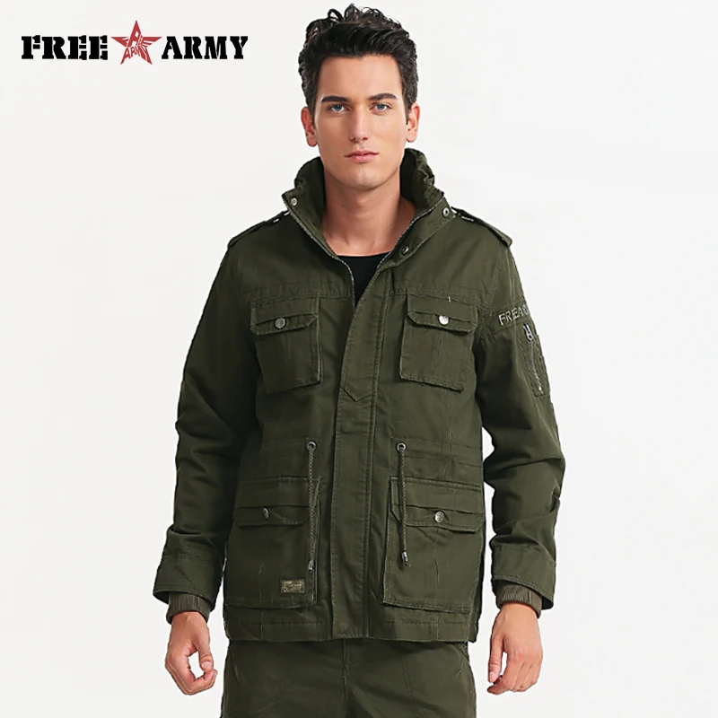 Mens Green Military jacket winter Cargo Plus size M 4XL