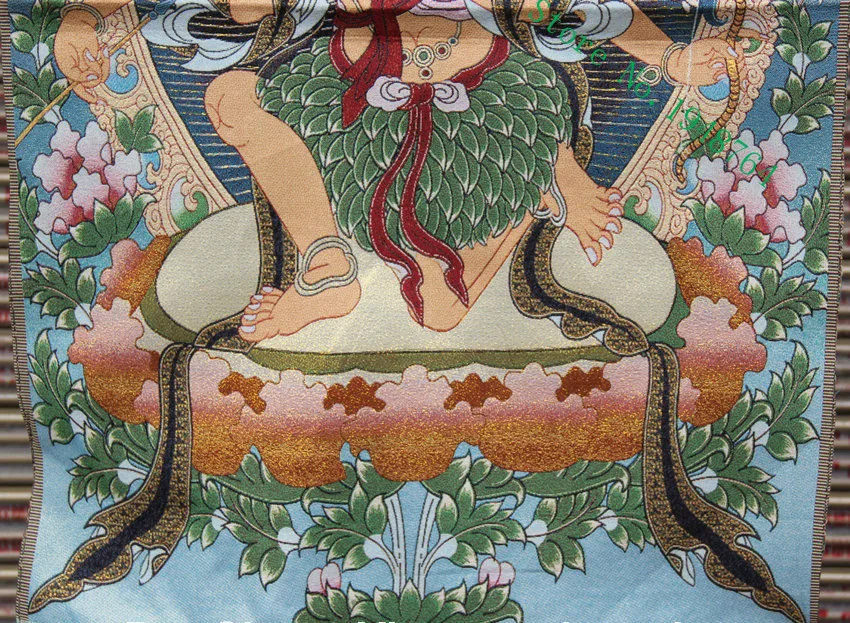 36" Tibet Cloth Silk Buddhism Namgyalma 3 Head 6 Arm Thangka Tangka Mural 