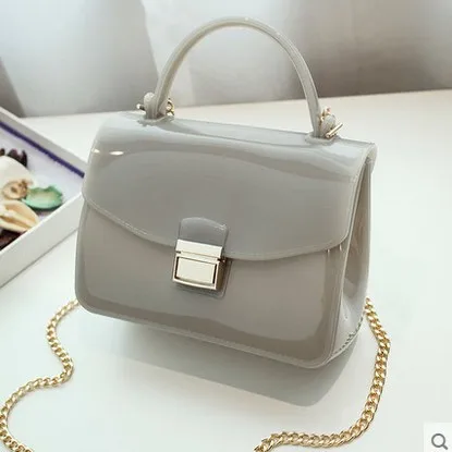 Summer 2016 candy color jelly transparent crystal messernger bag Women Bag Chain female crossbody bag PVC