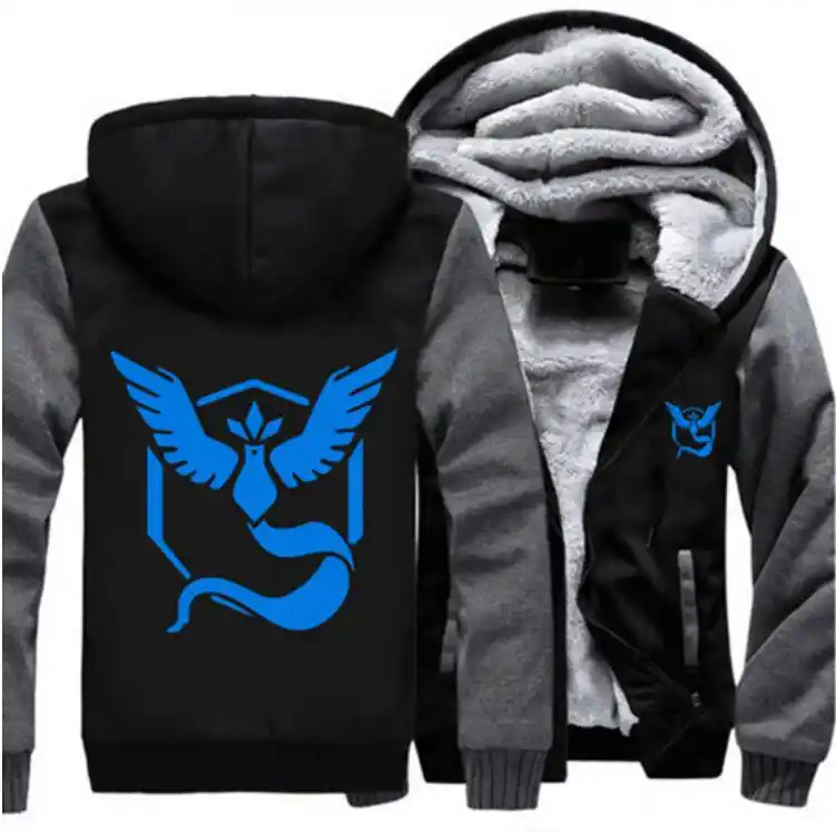 Usa サイズ男性パーカーポケモン Go チームバロールチームミスティックチーム本能冬 Sweatershirts ジッパー厚みのコートジャケット パーカー スウェット Aliexpress