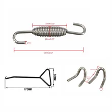 Universal Motorcycle Exhaust Pipe Spring Tension Spring 2 x Spring with 2 x Clips Hooks and 1 x Spring Pull hook Accessories Universal Motorcycle Exhaust Pipe Spring Tension Spring 2 x Spring with 2 x Clips Hooks and 1 x Spring Pull hook Accessories