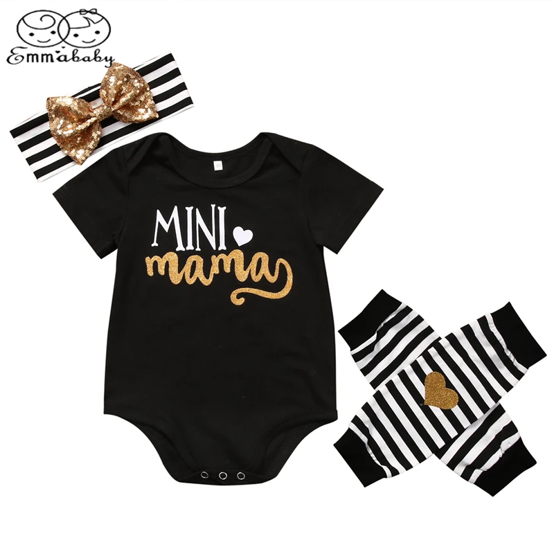 

Emmababy Baby Girl Clothes Set 4pcs Newborn Infant Kids Cute Baby Girls Bodysuits Leg Warmer Headband Clothing Outfit Sets