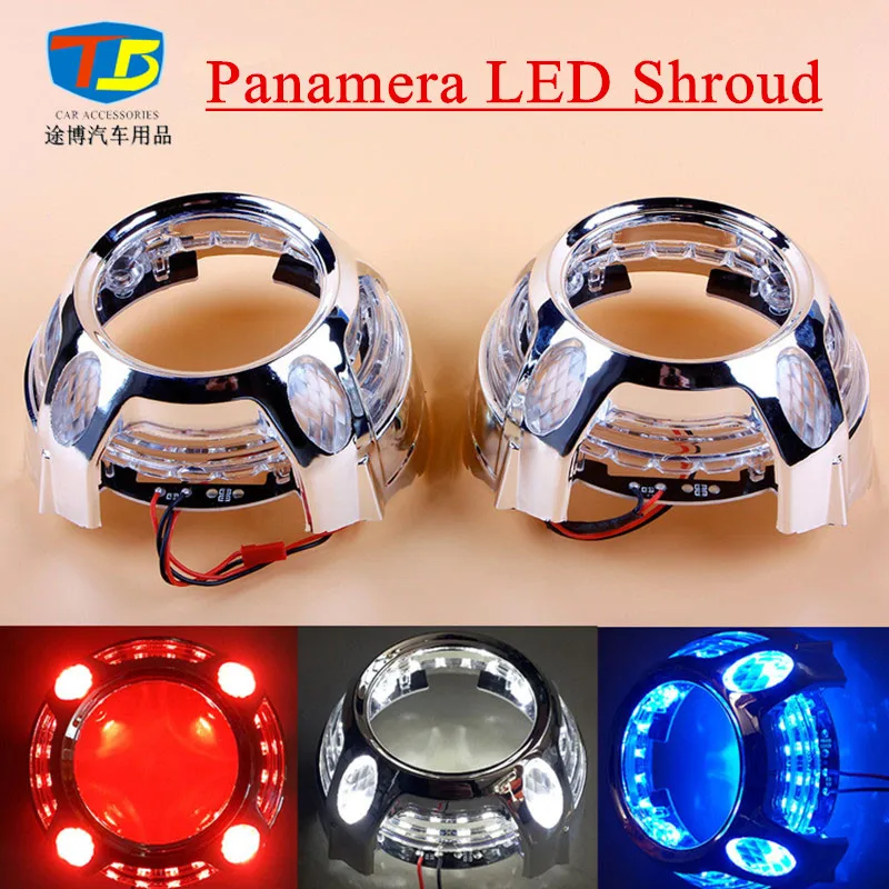 

2pcs/Lot,LED Projector Shroud with Light Guide LED angel eye for 3.0 inch Bi-xenon Projector Lens White Blue Red Color