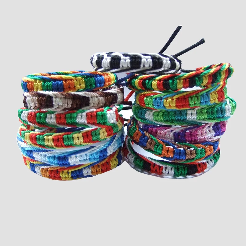 12pcs/pack Bohemian Bracelets Rainbow Handmade Weave Woven Braided Rope