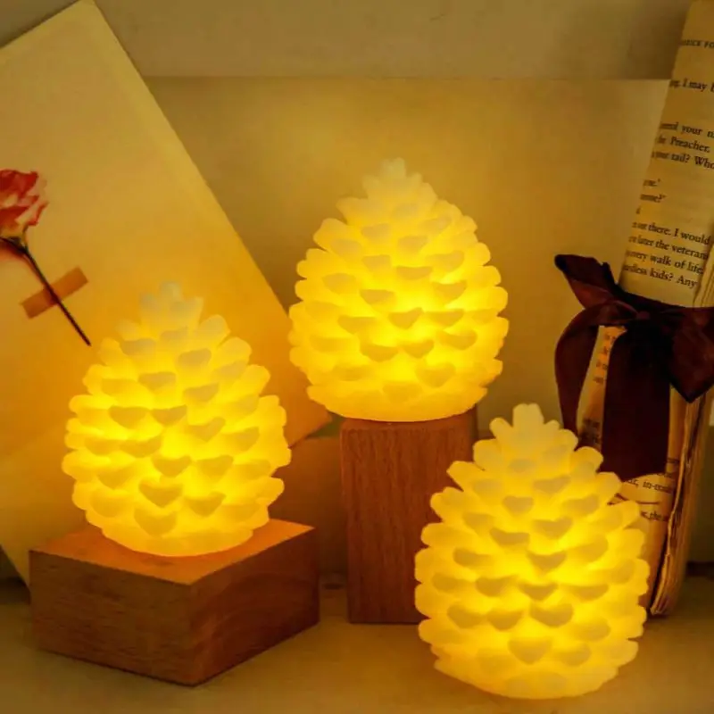 

Creative Pine Cone Light Christmas Tree Led Lamp Soft Silicone Toy Gift Light Desk Table Christmas Tree Toppers Decor Night Lamp