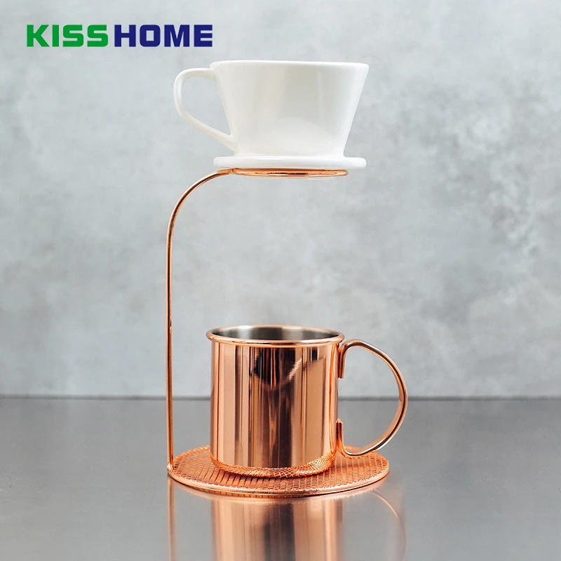 

Rose Gold Pour-over Coffee Filter Rack Tea Leaves Filter Holder 2 Sizes Stand Racks Dripper Coffee Filter Cup Stander
