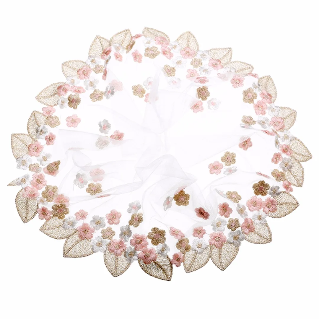 1pc Floral Tulle Lace Trim Ribbon Fabric Flower Embroidery Wedding Trim Sewing Decoration for Making Dress Tops Veil 91.4cm*18cm