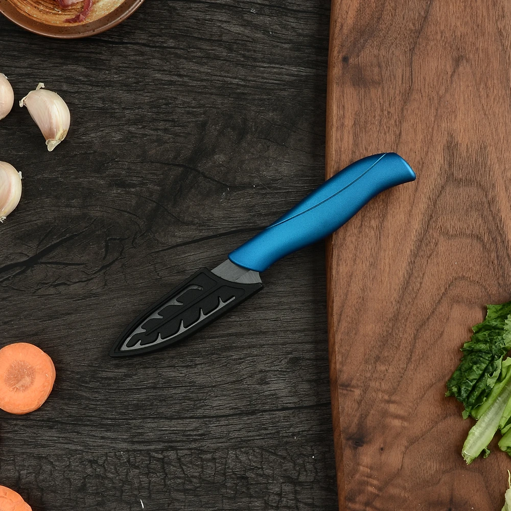 Керамический нож 3 дюйма для очистки овощей 4 дюйма Универсальный 5 дюймов нож для нарезки с черным лезвием+ синяя ручка кухонные ножи набор из трех предметов