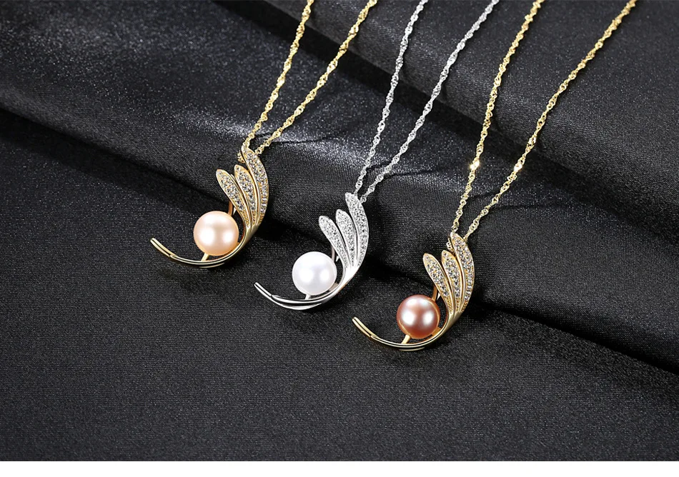 

S925 sterling silver necklace natural freshwater pearl pendant boutique accessories GSW04
