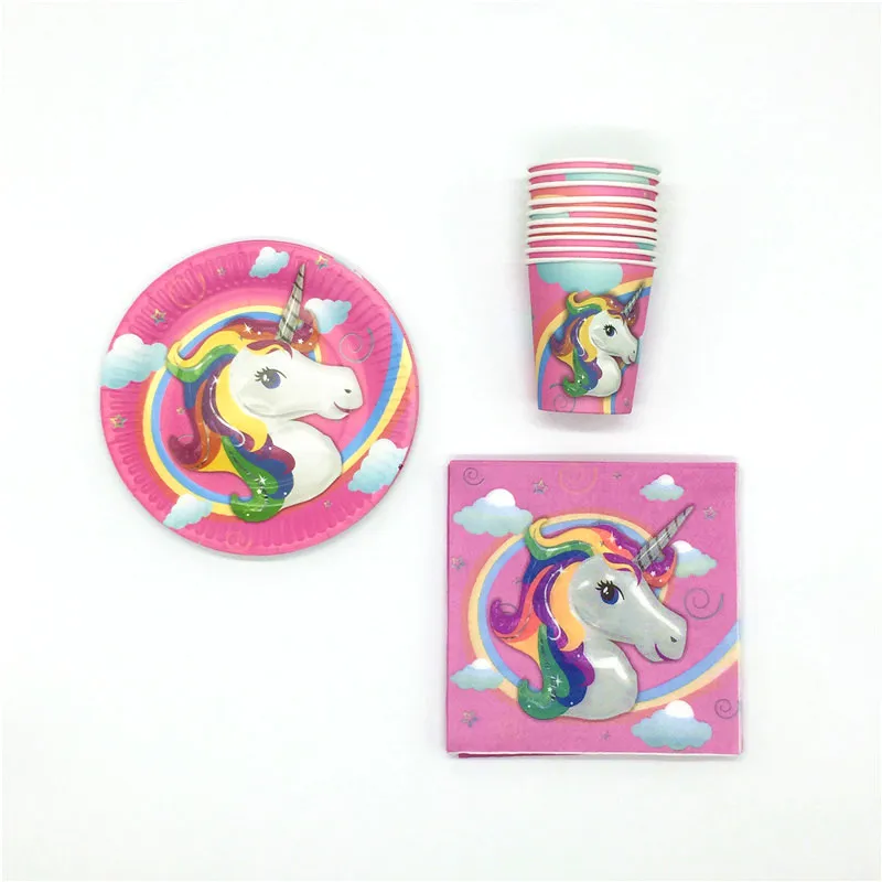 

Unicorn Theme Design 60Pcs/lot Kids Birthday Happy Party Minnie Decorations Napkins 20 People Use For Family Party Supplies