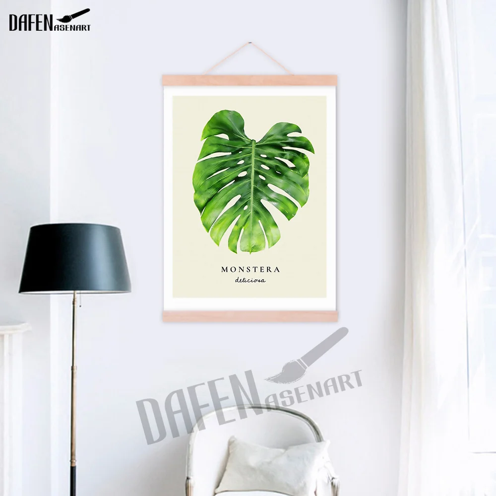

Green Leaves Waterwave Nordic Style Nature Poster Print Motivational Minimalist Wall Art Canvas Painting Modern Home Office Deco