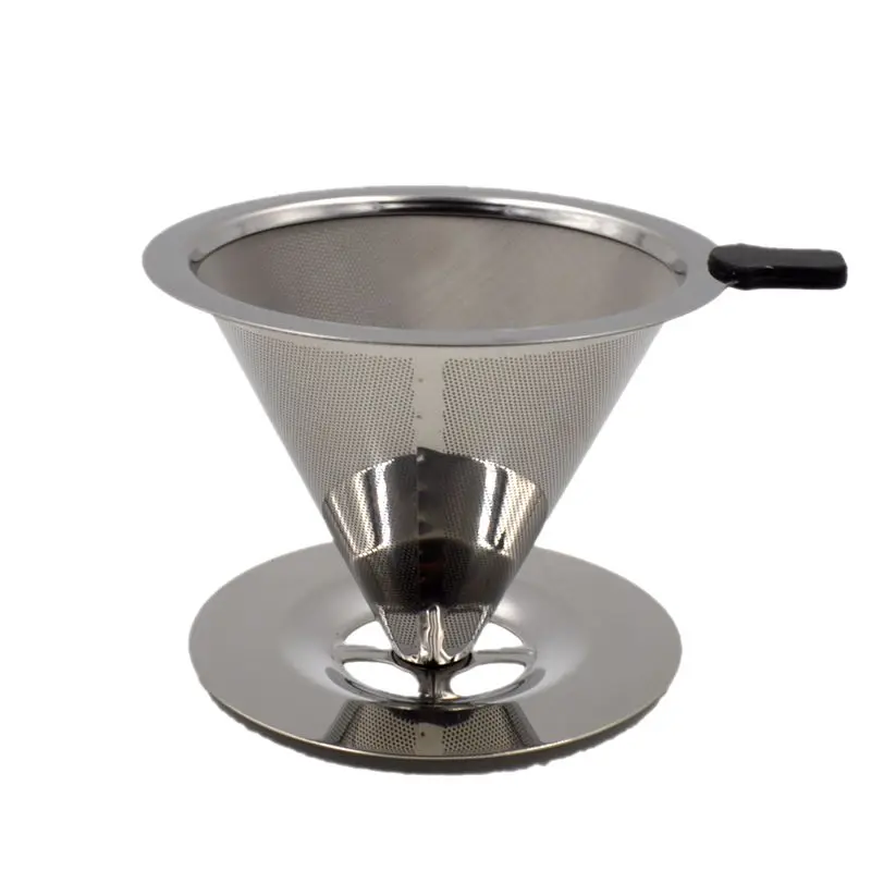 Stainless Steel Cone Reusable Coffee Filter Baskets Mesh Strainer Pour