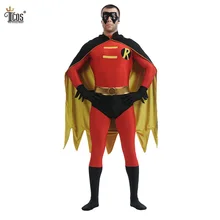 Red Robin Batman Traje de Tim Drake Hombres Cosplay Disfraces Lycra Spandex Traje de Halloween Fiesta de Cumpleaños de Carnaval Zentai Body