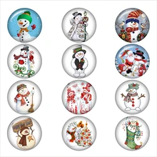 Рождественский снеговик стеклянная Кнопка DIY ювелирные изделия круглые фото Кабошоны с плоской обратной стороной DA1176