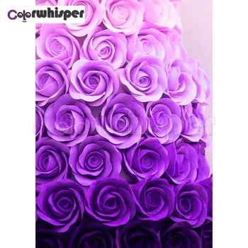 

Daimond Painting Full Square/Round Diamond Painting"Roses Flower Pink Purple"Mosaic Rhinestone Embroidery Painting Gift 036DP