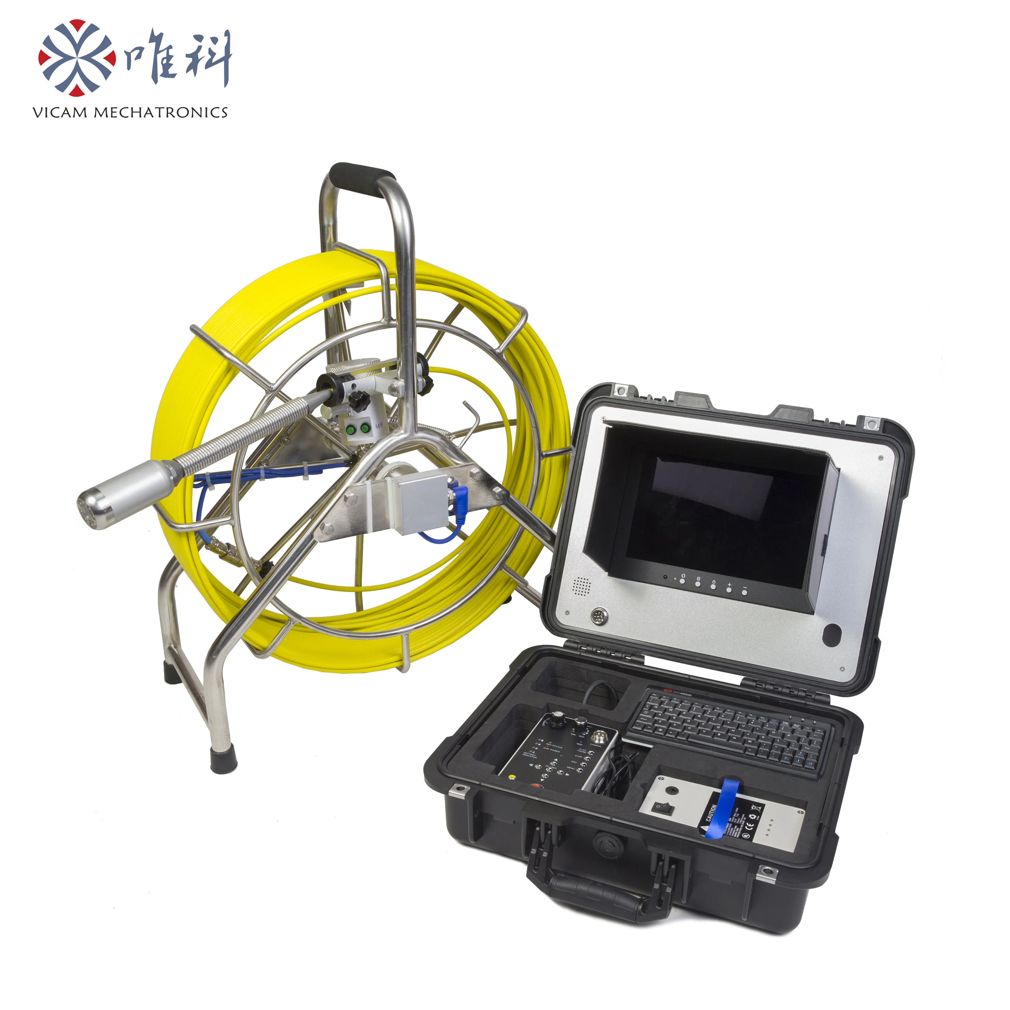 

Vicam New AHD model 60m cable sewer pipe inspection camera with 40mm self levelling image camera head and HD control box