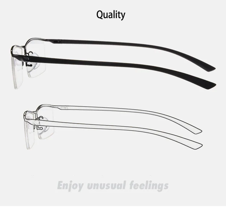 Men's Browline Half Rim Eyeglasses Alloy Frame 8190