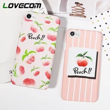 LOVECOM милый розовый персиковый фруктовый чехол для телефона для iPhone X, 6, 6 S, 7, 8 Plus, 5S, 5, SE, полуобернутый жесткий чехол из поликарбоната, чехол для iPhone X, подарок