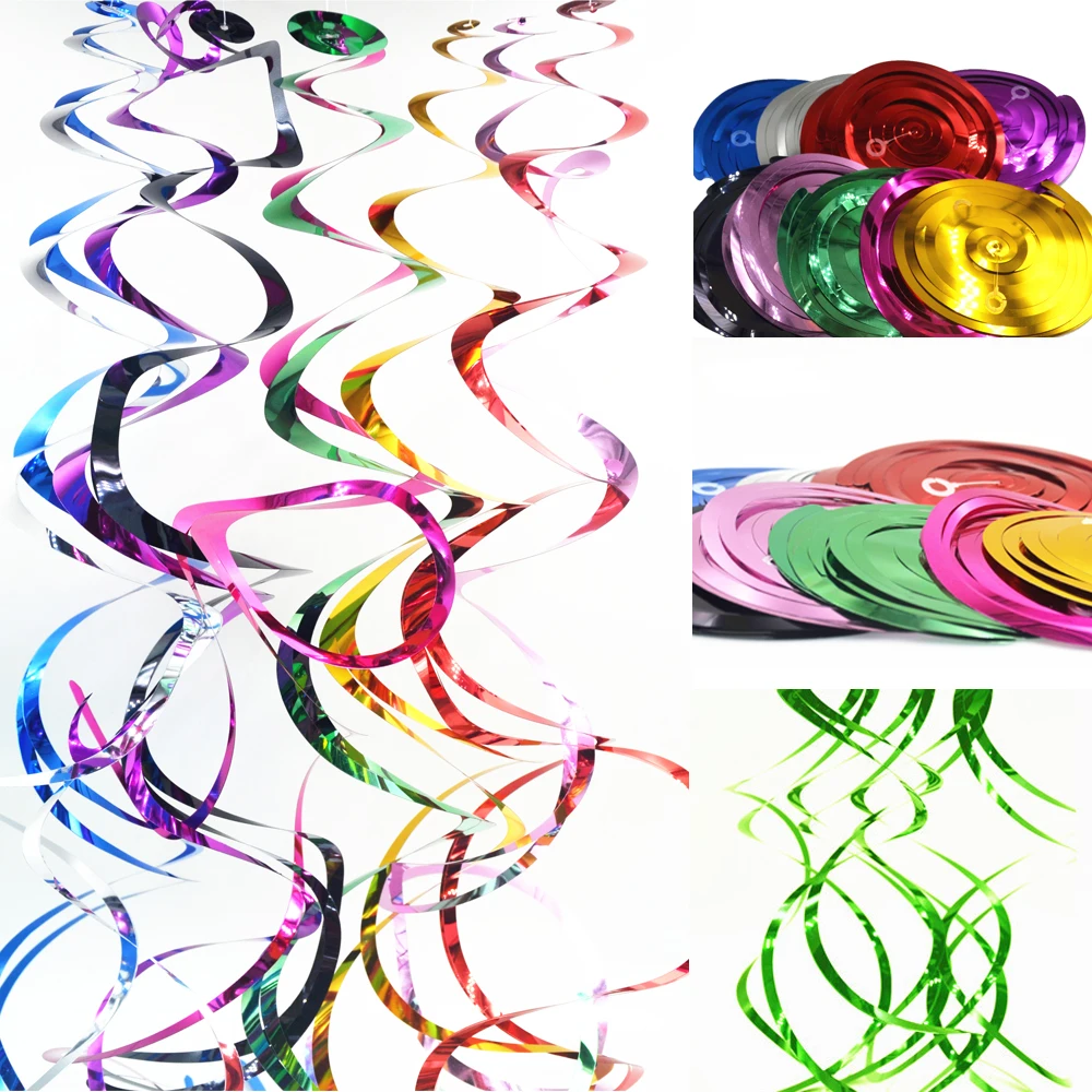 

15pcs Foil Swirls Banner Shining Swirls Garland For Wedding Baby Shower Decoration Party Background Balloon Decoration