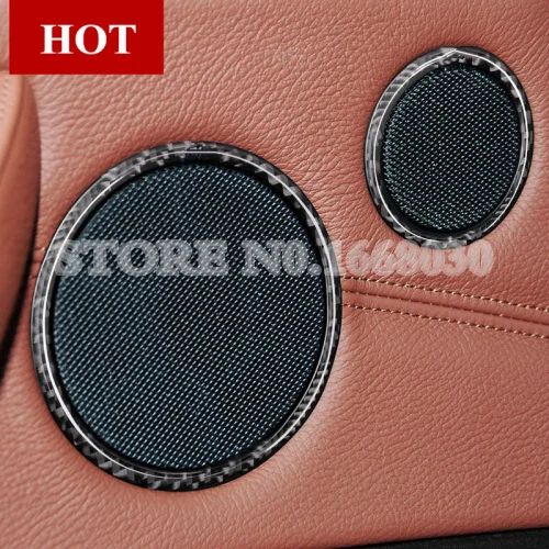 Carbon Fiber Car Door Speaker Cover Trim 6pcs For BMW X5 E70 2008 2013