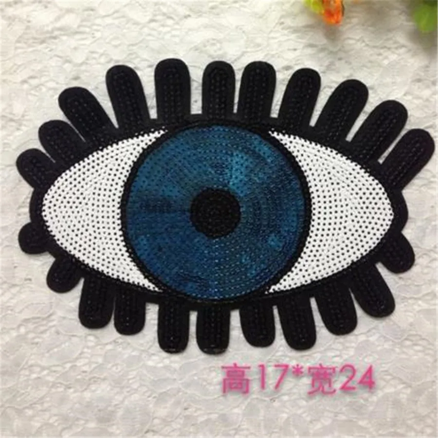 

1Pcs Fashion Designs Eye Logo Embroidered Big Patches Clothes Cute Sequins Patch DIY Hotfix Motif Applique Free Shipping