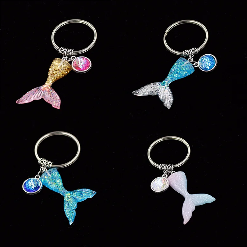 

Mermaid Fish Scale Tail Key Chian Silve Gradient Color Animal KeyChian Fashion Accessories Wholesale
