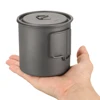 Lixada Ultralight Titanium Cup Water Cup Mug with Foldable Handle Outdoor Portable Camping Picnic 300ml / 350ml / 550ml / 650ml ► Photo 3/6