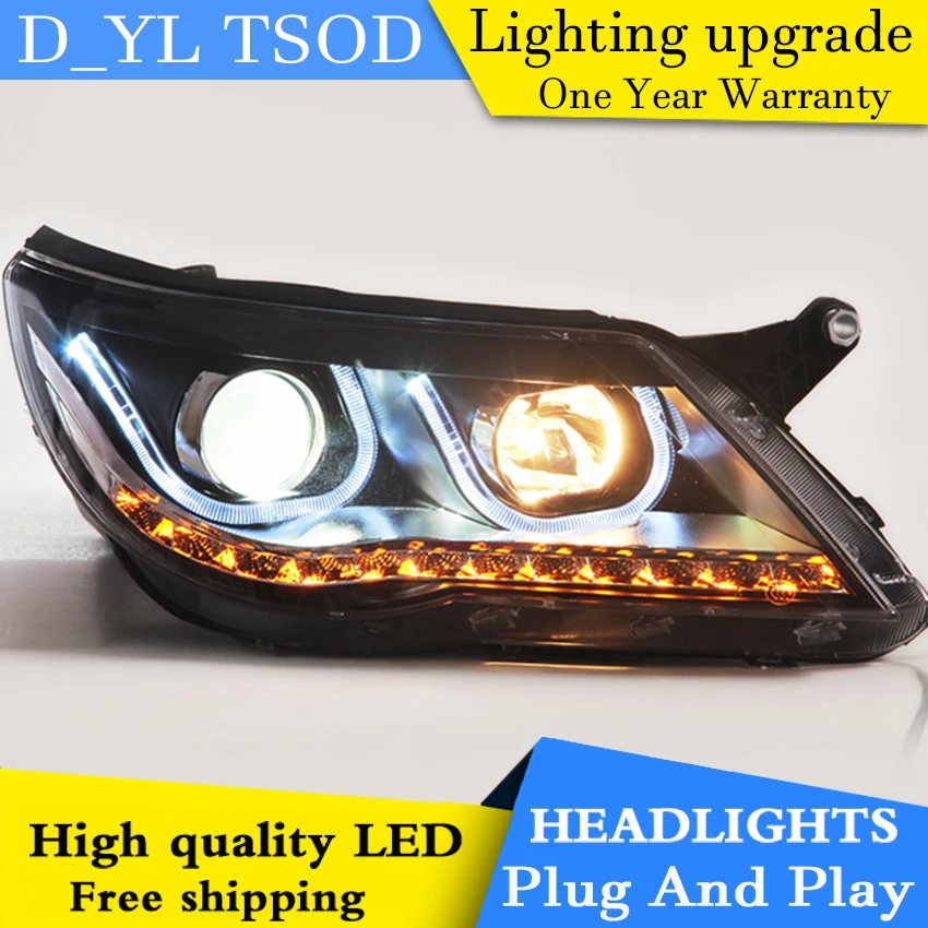 Car Styling LED Head Lamp for VW Tiguan headlights 2010 2012 VW Tiguan led headlight led drl H7