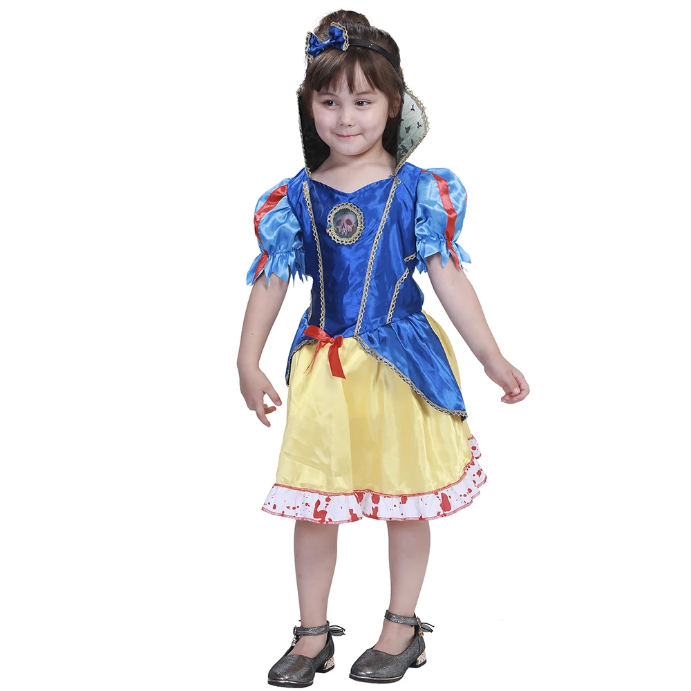 Малышей Хеллоуин костюм для детей кровавая Платья Белоснежки для девочек Косплэй вечернее изящное платье летняя одежда