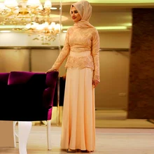 2015 Lace Long Sleeve Muslim Evening Dress for formal occasion popular Turkish Maxi Abaya Dubai Islamic Kaftans dresses