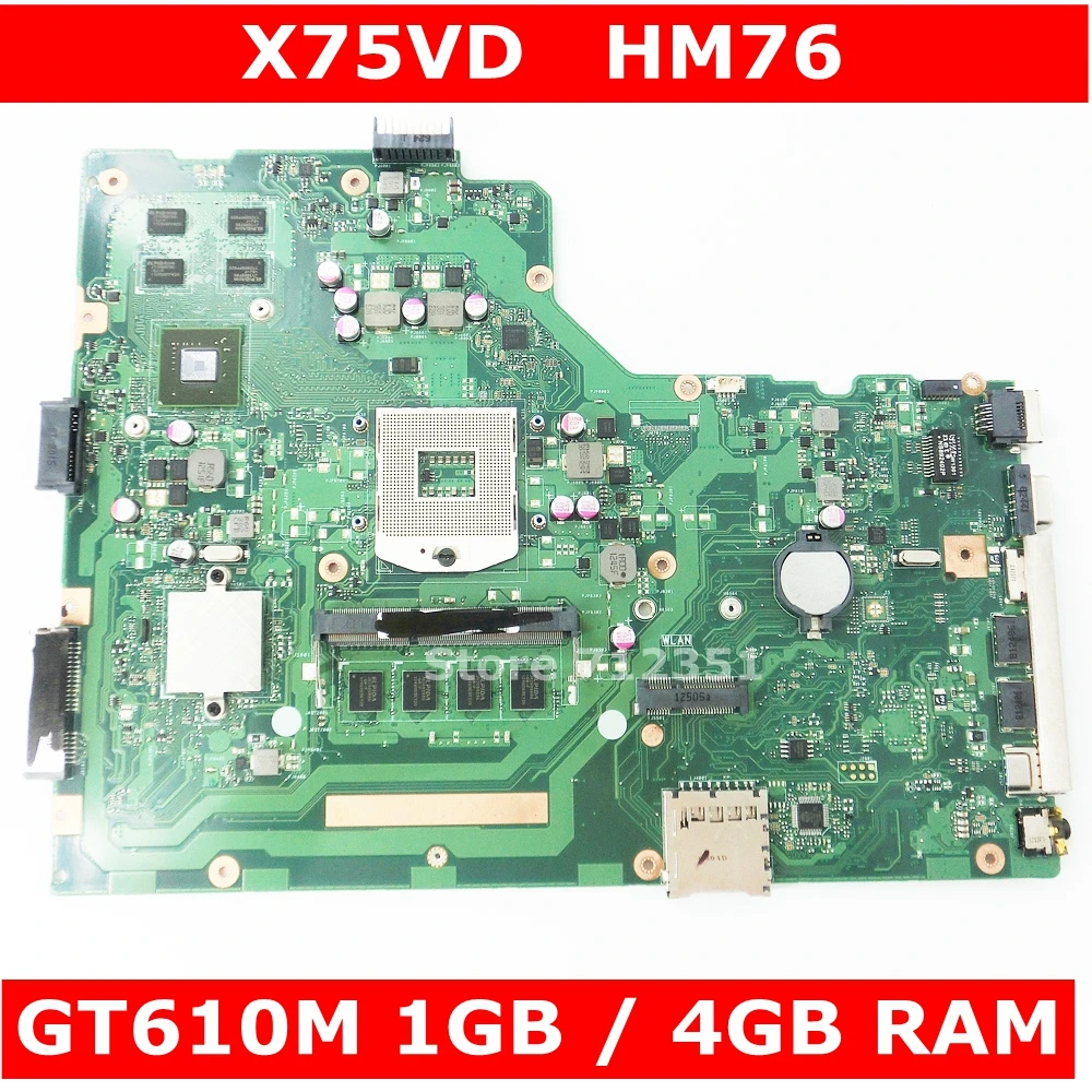 X75VD GT610M 1 ГБ 4 RAM материнская плата REV 2 0 для ASUS X75V X75VC X75VB R704V ноутбука 100%